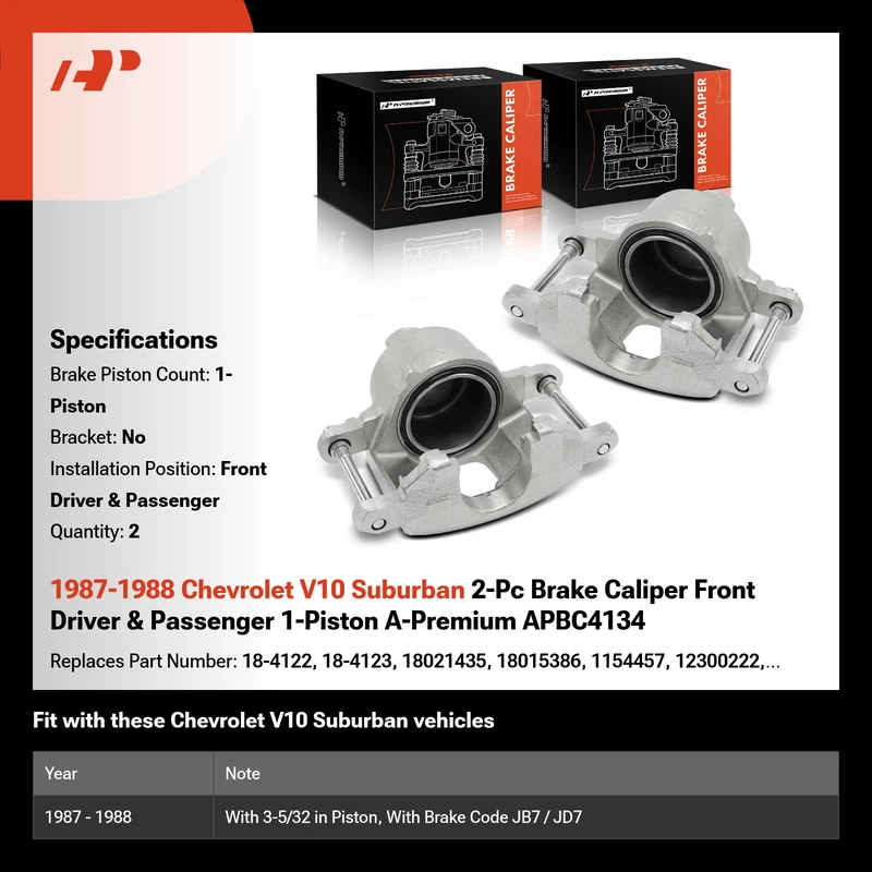 1987-1988 Chevrolet V10 Suburban 2-Pc Brake Caliper Front Driver & Passenger 1-Piston A-Premium APBC4134