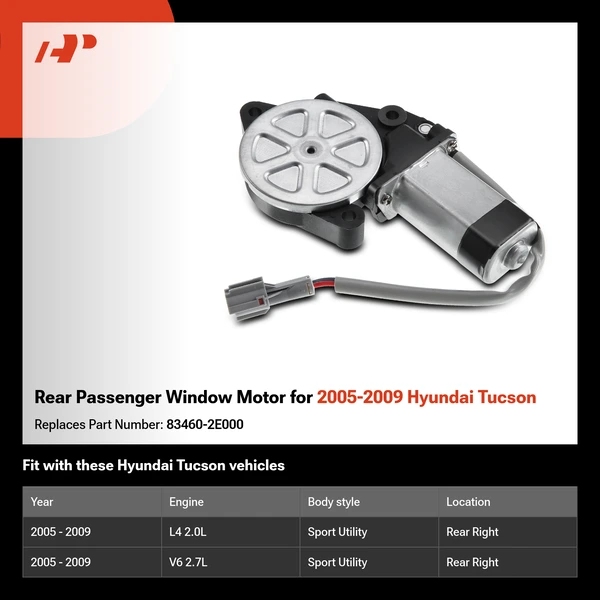 Rear Passenger Window Motor for 2005-2009 Hyundai Tucson