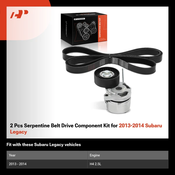 2 Pcs Serpentine Belt Drive Component Kit for 2013-2014 Subaru Legacy