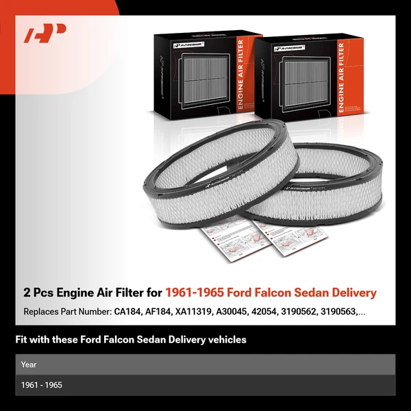 2 Pcs Engine Air Filter for 1961-1965 Ford Falcon Sedan Delivery