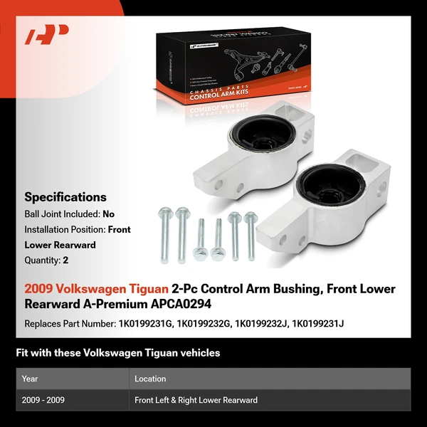 2009 Volkswagen Tiguan 2-Pc Control Arm Bushing, Front Lower Rearward A-Premium APCA0294