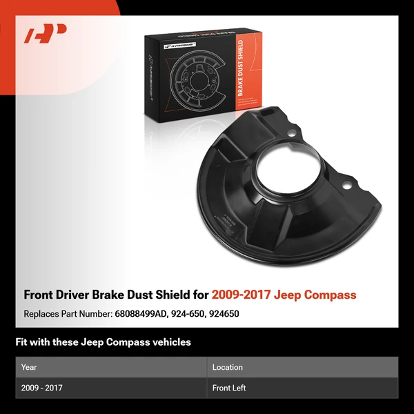 Front Driver Brake Dust Shield for 2009-2017 Jeep Compass