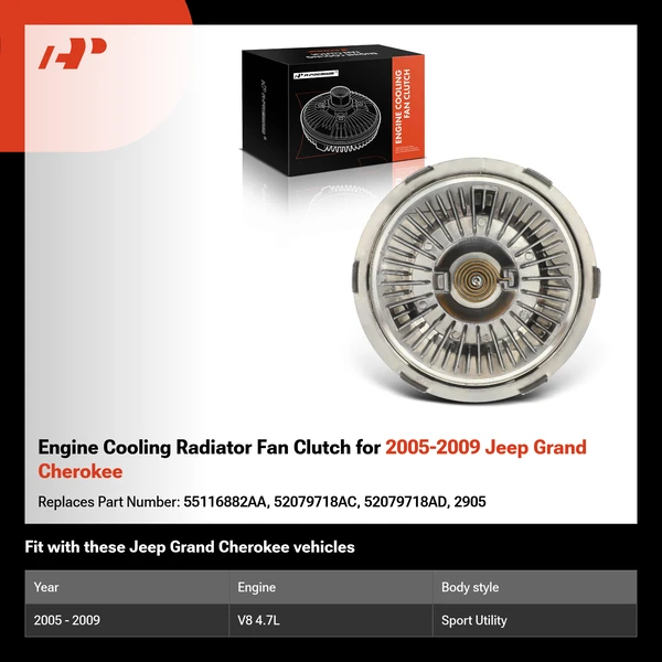 Engine Cooling Radiator Fan Clutch for 2005-2009 Jeep Grand Cherokee