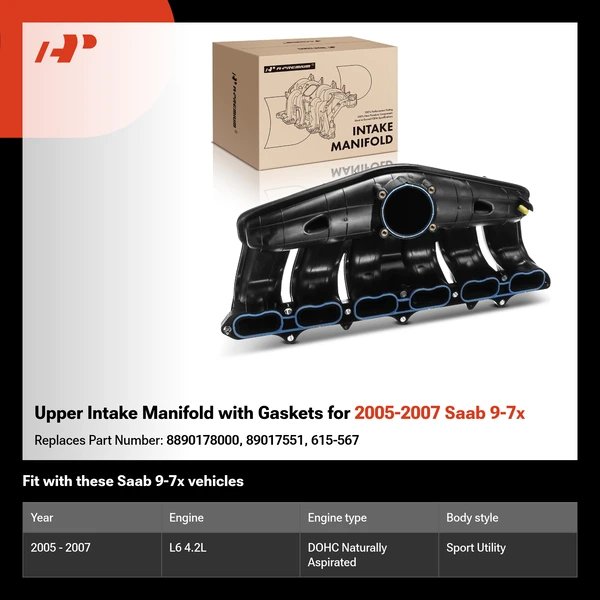 Upper Intake Manifold with Gaskets for 2005-2007 Saab 9-7x