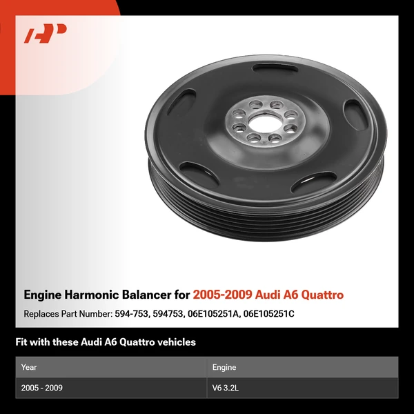 Engine Harmonic Balancer for 2005-2009 Audi A6 Quattro