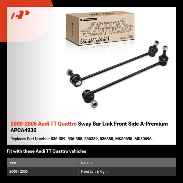 2000-2006 Audi TT Quattro Sway Bar Link Front Side A-Premium APCA4936