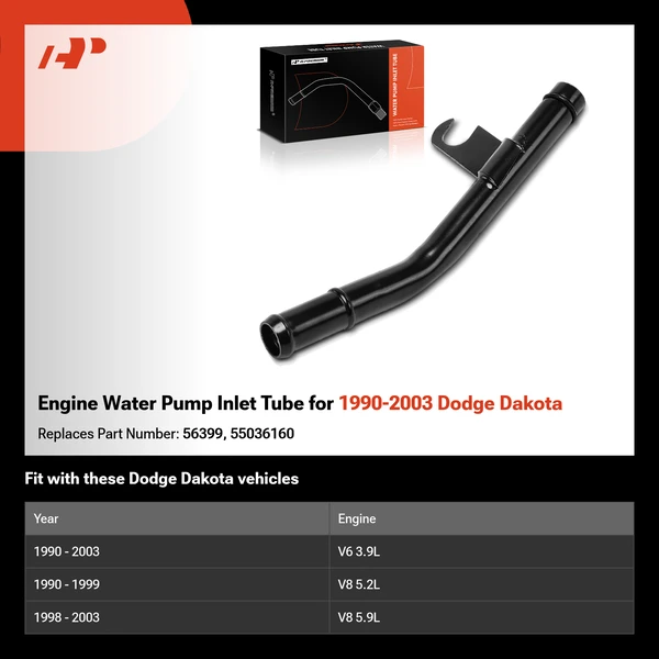 Engine Water Pump Inlet Tube for 1990-2003 Dodge Dakota