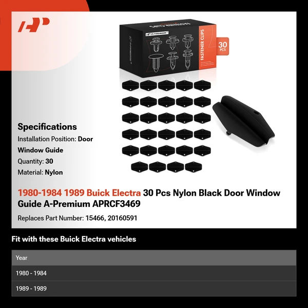 1980-1984 1989 Buick Electra 30 Pcs Nylon Black Door Window Guide A-Premium APRCF3469
