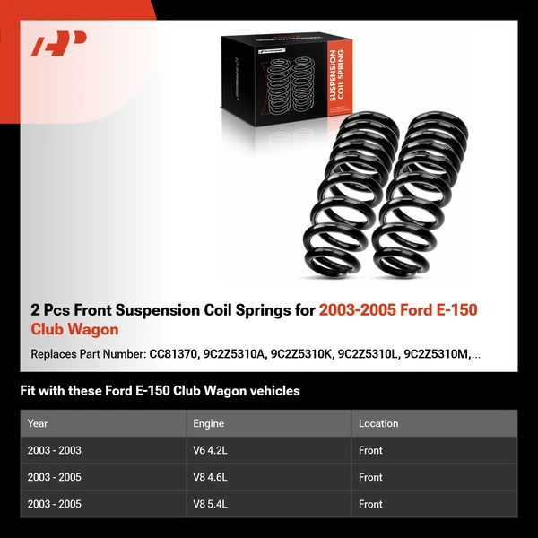 2 Pcs Front Suspension Coil Springs for 2003-2005 Ford E-150 Club Wagon