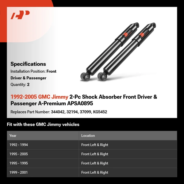 1992-2005 GMC Jimmy 2-Pc Shock Absorber Front Driver & Passenger A-Premium APSA0895