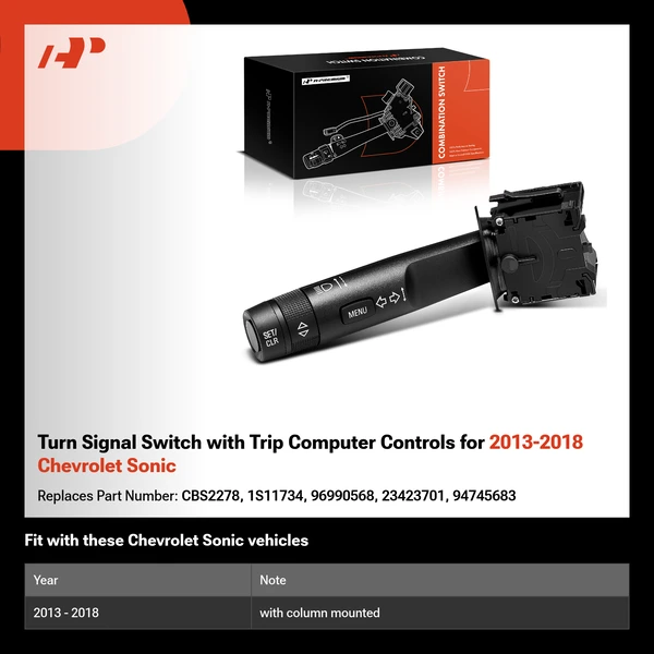 Turn Signal Switch with Trip Computer Controls for 2013-2018 Chevrolet Sonic
