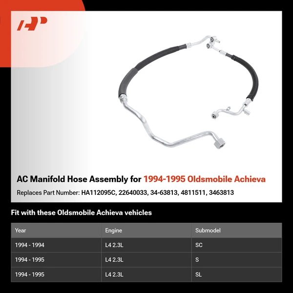 AC Manifold Hose Assembly for 1994-1995 Oldsmobile Achieva