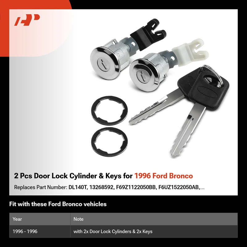 2 Pcs Door Lock Cylinder & Keys for 1996 Ford Bronco