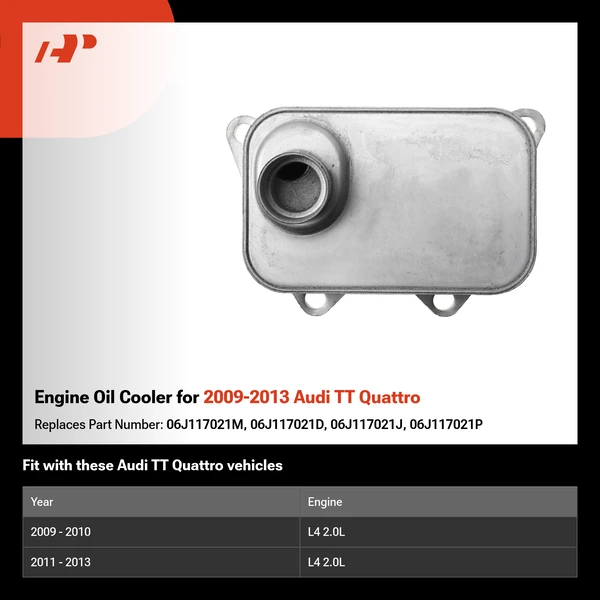 Engine Oil Cooler for 2009-2013 Audi TT Quattro