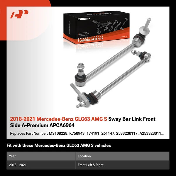 2018-2021 Mercedes-Benz GLC63 AMG S Sway Bar Link Front Side A-Premium APCA6964