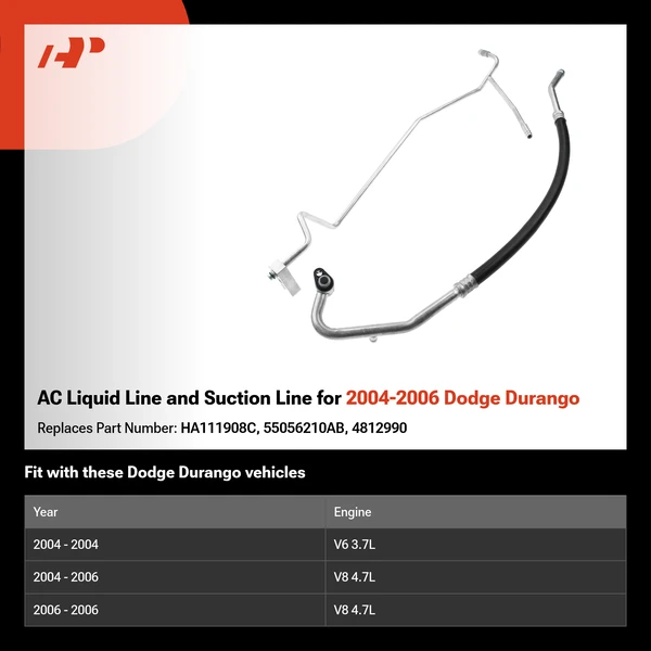 AC Liquid Line and Suction Line for 2004-2006 Dodge Durango