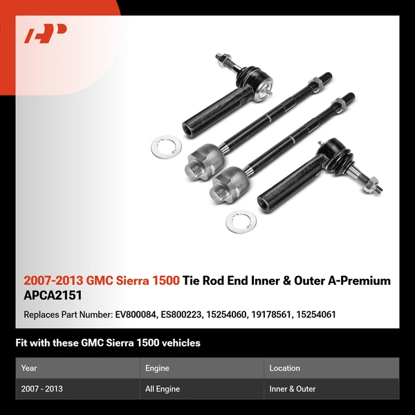 2007-2013 GMC Sierra 1500 Tie Rod End Inner & Outer A-Premium APCA2151