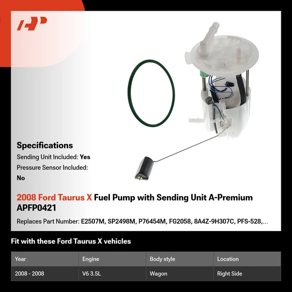 2008 Ford Taurus X Fuel Pump with Sending Unit A-Premium APFP0421
