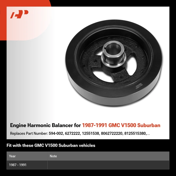 Engine Harmonic Balancer for 1987-1991 GMC V1500 Suburban