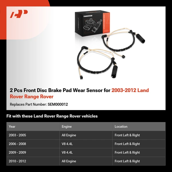 2 Pcs Front Disc Brake Pad Wear Sensor for 2003-2012 Land Rover Range Rover