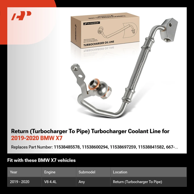 Return (Turbocharger To Pipe) Turbocharger Coolant Line for 2019-2020 BMW X7