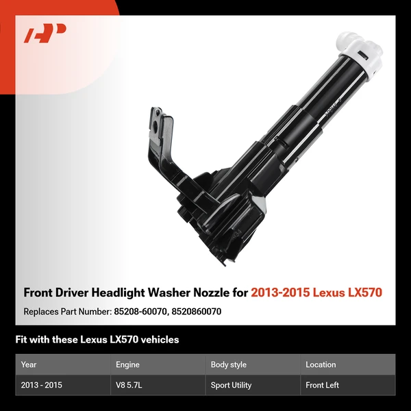Front Driver Headlight Washer Nozzle for 2013-2015 Lexus LX570