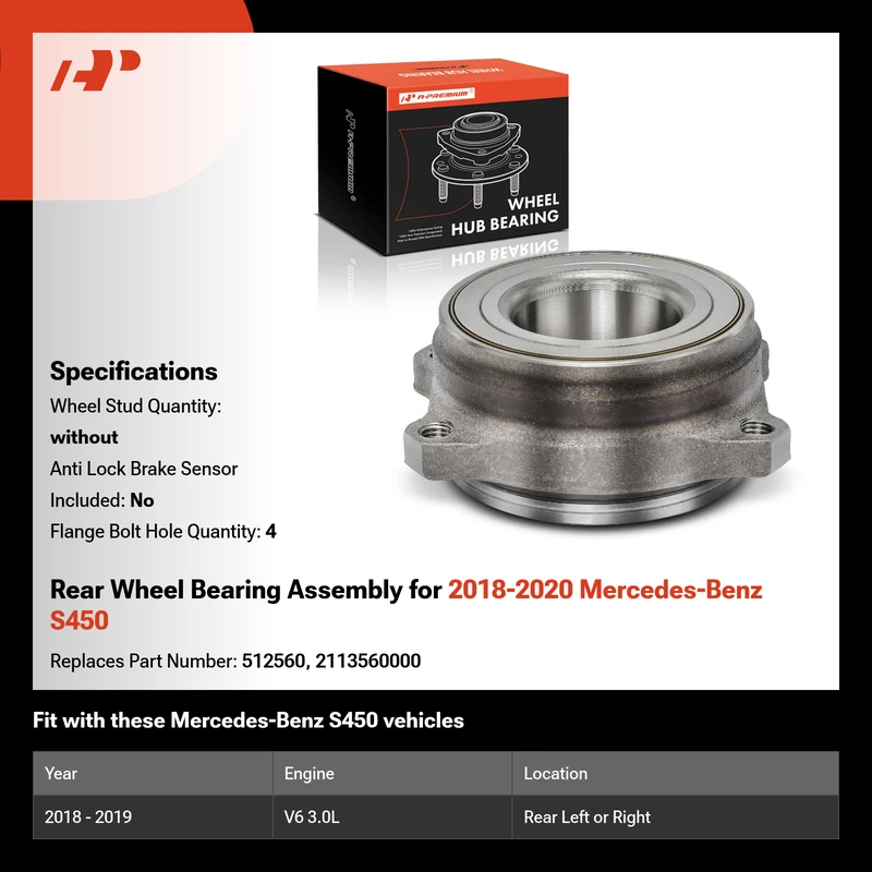 Rear Wheel Bearing Assembly for 2018-2020 Mercedes-Benz S450