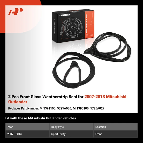 2 Pcs Front Glass Weatherstrip Seal for 2007-2013 Mitsubishi Outlander