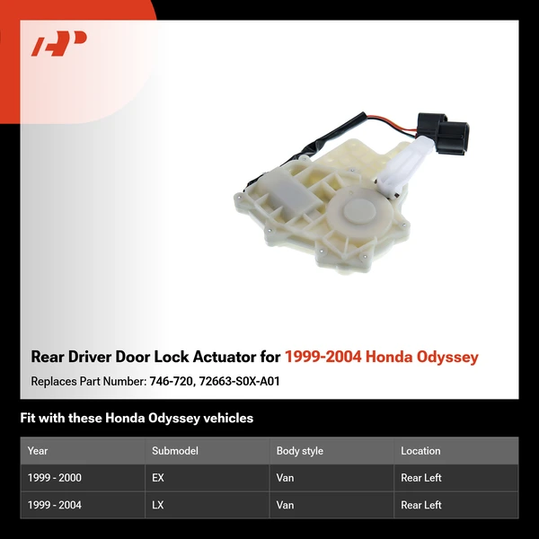 Rear Driver Door Lock Actuator for 1999-2004 Honda Odyssey
