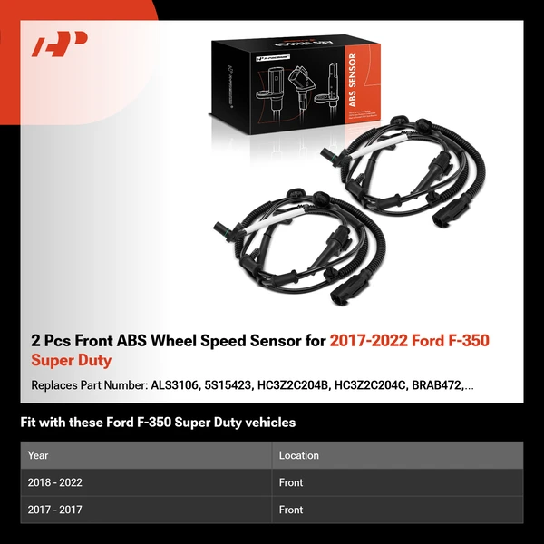 2 Pcs Front ABS Wheel Speed Sensor for 2017-2022 Ford F-350 Super Duty