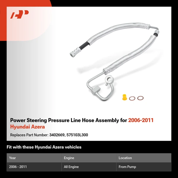 Power Steering Pressure Line Hose Assembly for 2006-2011 Hyundai Azera