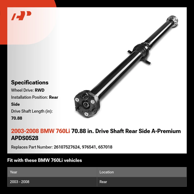 2003-2008 BMW 760Li 70.88 in. Drive Shaft Rear Side A-Premium APDS0528