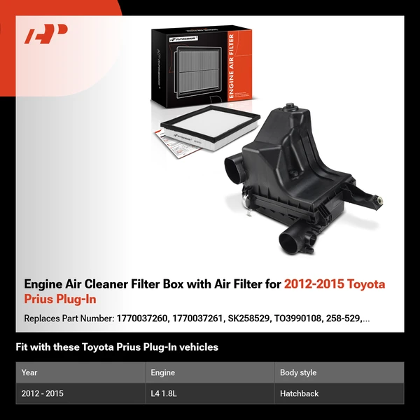 Engine Air Cleaner Filter Box with Air Filter for 2012-2015 Toyota Prius Plug-In
