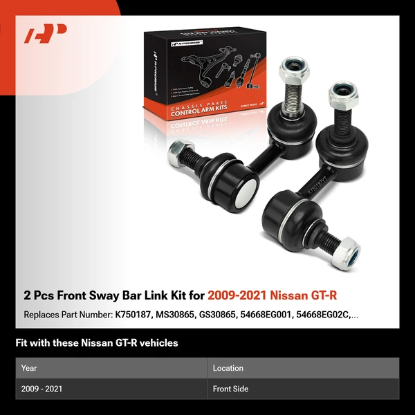 2 Pcs Front Sway Bar Link Kit for 2009-2021 Nissan GT-R