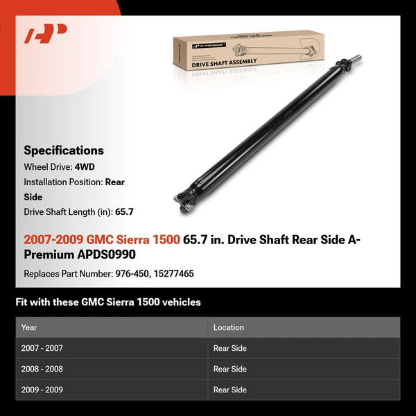2007-2009 GMC Sierra 1500 65.7 in. Drive Shaft Rear Side A-Premium APDS0990
