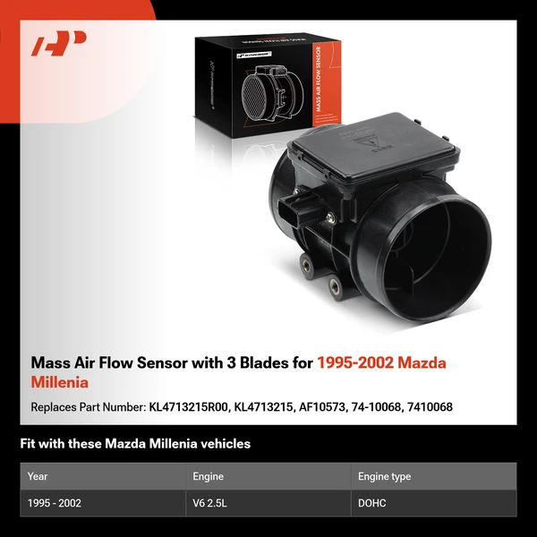 Mass Air Flow Sensor with 3 Blades for 1995-2002 Mazda Millenia