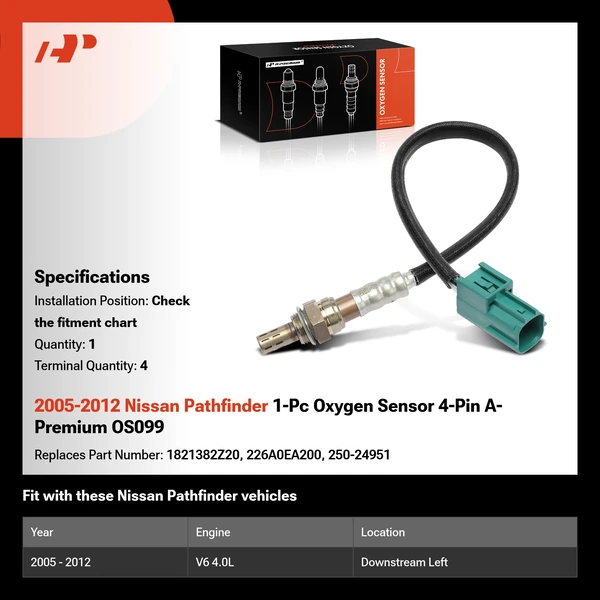 2005-2012 Nissan Pathfinder 1-Pc Oxygen Sensor 4-Pin A-Premium OS099