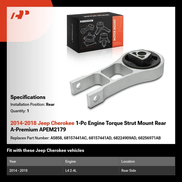 2014-2018 Jeep Cherokee 1-Pc Engine Torque Strut Mount Rear A-Premium APEM2179