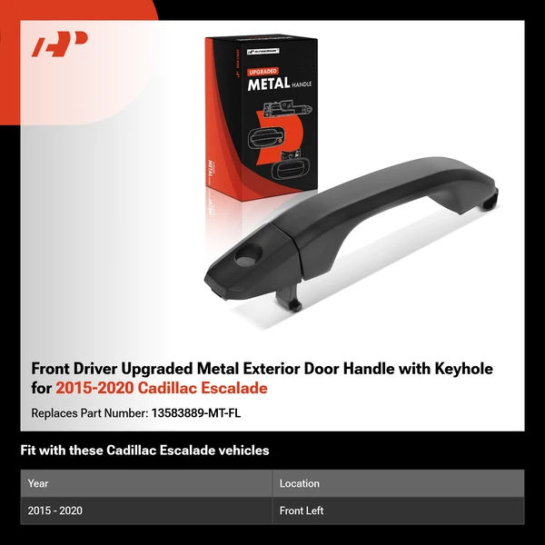 Front Driver Upgraded Metal Exterior Door Handle with Keyhole for 2015-2020 Cadillac Escalade