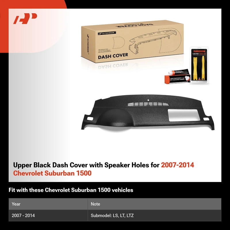 Upper Black Dash Cover with Speaker Holes for 2007-2014 Chevrolet Suburban 1500