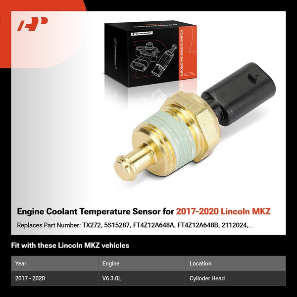 Engine Coolant Temperature Sensor for 2017-2020 Lincoln MKZ