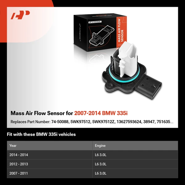 Mass Air Flow Sensor for 2007-2014 BMW 335i