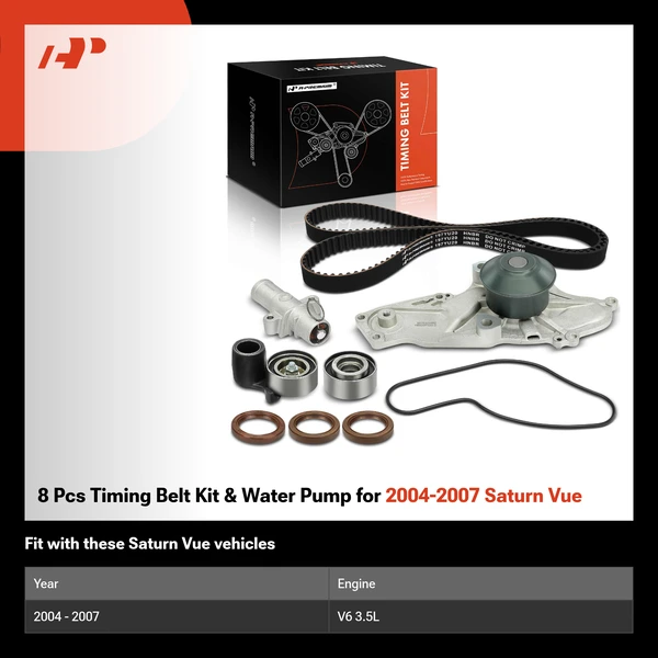 8 Pcs Timing Belt Kit & Water Pump for 2004-2007 Saturn Vue
