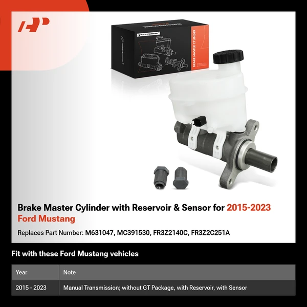 Brake Master Cylinder with Reservoir & Sensor for 2015-2023 Ford Mustang