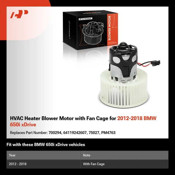 HVAC Heater Blower Motor with Fan Cage for 2012-2018 BMW 650i xDrive