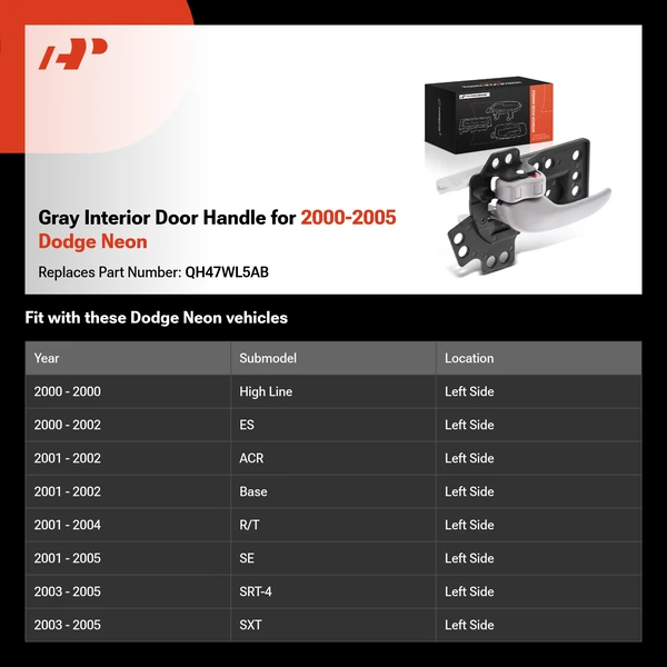 Gray Interior Door Handle for 2000-2005 Dodge Neon