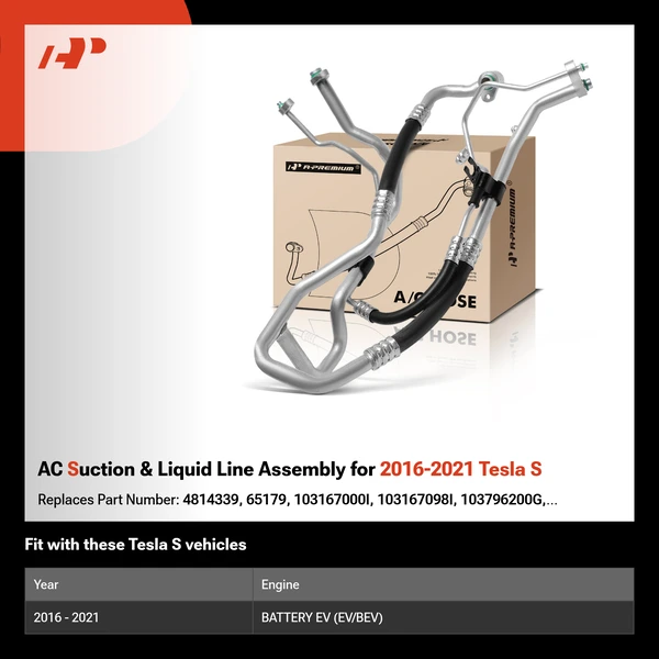 AC Suction & Liquid Line Assembly for 2016-2021 Tesla S