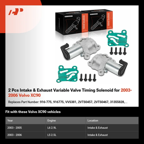 2 Pcs Intake & Exhaust Variable Valve Timing Solenoid for 2003-2006 Volvo XC90