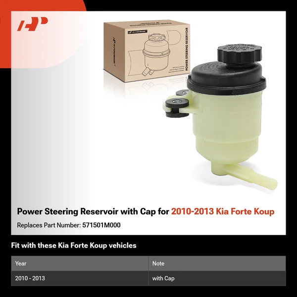 Power Steering Reservoir with Cap for 2010-2013 Kia Forte Koup