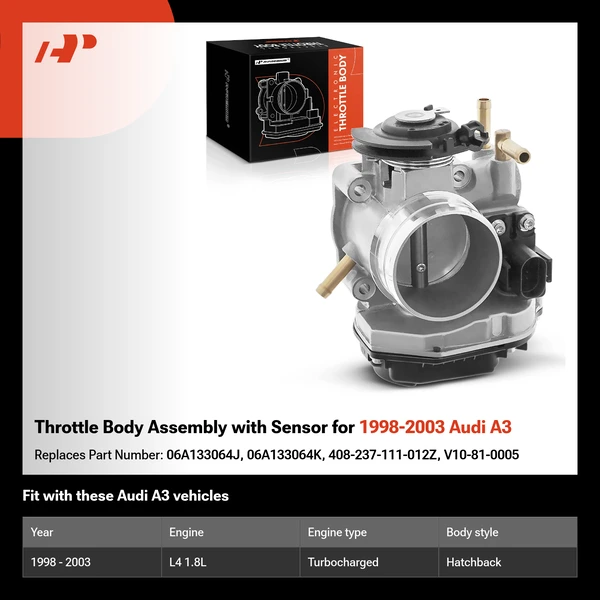 Throttle Body Assembly with Sensor for 1998-2003 Audi A3